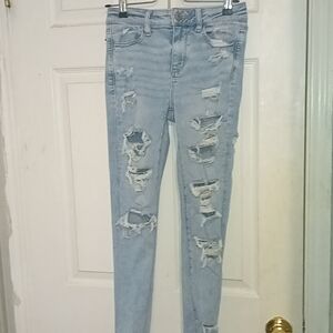 Women's Light Blue Distressed Jeans